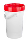 BASCO Life Latch® New Generation 6.5 Gallon Plastic Bucket with Red Screw Top Lid - White