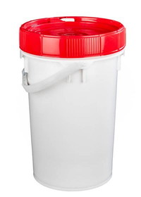 BASCO Life Latch&#174; New Generation 6.5 Gallon Plastic Bucket with Red Screw Top Lid - White