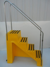 BASCO Industrial Portable Four Step Stool With Handrail