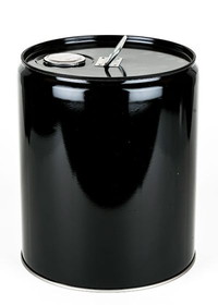 BASCO 5 Gallon Steel Pail, Closed Head, Lined, Flexspout Opening - Black