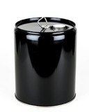 BASCO 5 Gallon Steel Pail, Closed Head, Unlined, Pull-Up Spout - Black