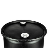 BASCO 30 Gallon Closed Head Plastic Drum, UN Rated, Fittings - Black