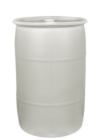 BASCO 30 Gallon Plastic Drum, Closed Head, UN Rated, Fittings - Natural