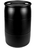 BASCO 55 Gallon Plastic Drum - Closed Head, UN Rated, Fittings - Black