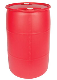 BASCO 55 Gallon Plastic Drum, Closed Head, UN Rated, Fittings - Red