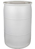 BASCO 55 Gallon Plastic Drum, Closed Head, UN Rated, Fittings - White