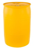 BASCO 55 Gallon Plastic Drum, Closed Head, UN Rated, Fittings - Yellow