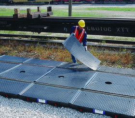 BASCO Ultra TrackPans&#174; for Railcar Spill Containment With Grates And Covers