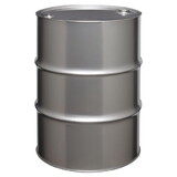 BASCO 55 Gallon Closed Head Stainless Steel Drum, UN Rated, Fittings