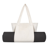 Muka Large Canvas Tote Bag with Yoga Mat Carrier, Shoulder Storage Bag for Yoga, Pilates, Exercises, Beach