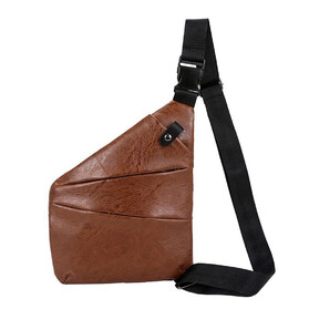 Muka Sling Bag for Women Men, PU Chest Bag Large Capacity Sling Pack Cross Body Bag with 3 Pockets