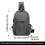 MUKA Sling Backpack Crossbody Chest Bag with Charger Port, Gery Sling Bag Multipurpose for Shopping Travel Workout
