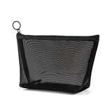 Muka Black Cosmetic Bag with Zipper, Mesh Makeup Bag Travel Storage Bag Toiletry Bag