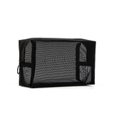 Muka Travel Cosmetic Pouch, Rectangle Mesh Black Toiletry Bag for Cosmetics Accessories Storage