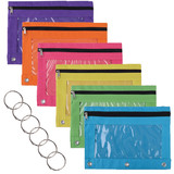 TOPTIE 6 Pack 3 Ring Binder Pencil Pouch, Zipper Stationery Bag with Clear Window for Office Supplies