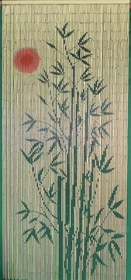 Bamboo54 5277 Red Sun Bamboo Tree Scene Curtain