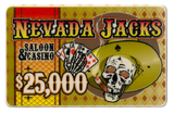 Brybelly Roll of 25 - $25,000 Nevada Jack 40 Gram Ceramic Poker Plaqu