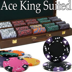 Brybelly Pre-Pack - 500 Ct Ace King Suited Chip Set Walnut Case