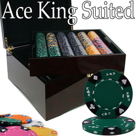 Brybelly Pre-Pack - 750 Ct Ace King Suited Chip Set Mahogany Case