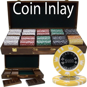 Brybelly 500 Ct Walnut Set Pre-Packaged - Coin Inlay 15 Gram Chips