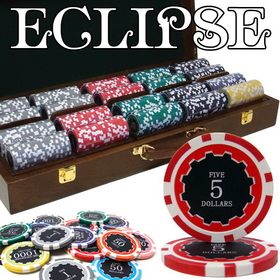 Brybelly 500 Ct Pre-Packaged Eclipse 14G Poker Chip Set - Walnut