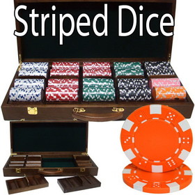 Brybelly 500 Ct - Pre-Packaged - Striped Dice 11.5 G - Walnut Case