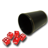 Brybelly 5 Red 16mm Dice with Synthetic Leather Cup