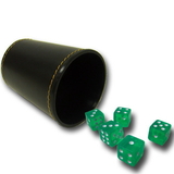 Brybelly 5 Green 16mm Dice with Synthetic Leather Cup