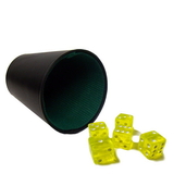 Brybelly 5 Yellow 16mm Dice with Plastic Cup