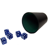 Brybelly 5 Blue 16mm Dice with Plastic Cup