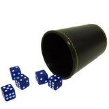 Brybelly 5 Blue 16mm Dice with Synthetic Leather Cup