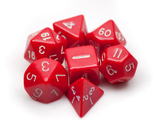 Brybelly 7 Die Polyhedral Dice Set in Velvet Pouch- Opaque Red