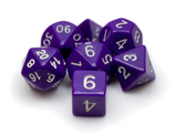 Brybelly 7 Die Polyhedral Dice Set in Velvet Pouch-Opaque Purple