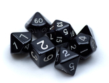 Brybelly 7 Die Polyhedral Dice Set in Velvet Pouch- Opaque Black