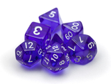 Brybelly 7 Die Polyhedral Dice Set in Velvet Pouch-Translucent Purple