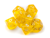 Brybelly 7 Die Polyhedral Set in Velvet Pouch-Translucent Yellow