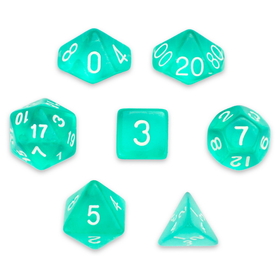 Brybelly 7 Die Polyhedral Set in Velvet Pouch, Cloud Drop