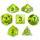 Brybelly 7 Die Polyhedral Set in Velvet Pouch, Swamp Ooze