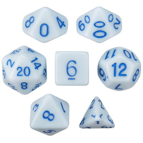 Brybelly Set of 7 Dice - Frostbourne - Solid Blue with Blue Paint