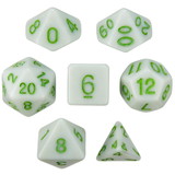 Brybelly Set of 7 Dice - Grave Moss - Solid Green with Green Paint