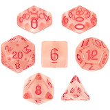 Brybelly Set of 7 Dice - Death Diamonds - Transparent Red with Red Paint