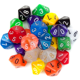 Brybelly 25 Pack of Random D10 Polyhedral Dice in Multiple Colors