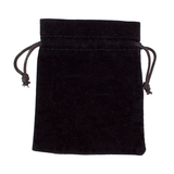 Brybelly Medium 3in x 4in Plain Black Velour Pouch with Drawstring