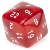 Brybelly 24 Sided Translucent Red with White Numbers Polyhedral Dice