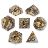 Brybelly Set of 7 Handmade Stone Polyhedral Dice, Picture Jasper