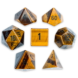 Brybelly Set of 7 Handmade Stone Polyhedral Dice, Tiger's Eye