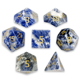 Brybelly Set of 7 Handmade Stone Polyhedral Dice, Sodalite