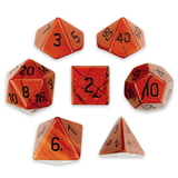 Brybelly Set of 7 Handmade Stone Polyhedral Dice, Red Jasper
