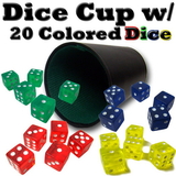 Brybelly Plastic Dice Cup with 20 Colored Dice