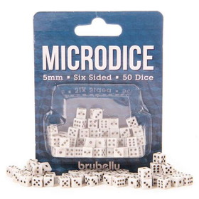 Brybelly GDIC-3101 5mm Microdice, White with Black, 50-pack